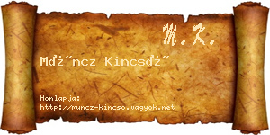 Müncz Kincső névjegykártya